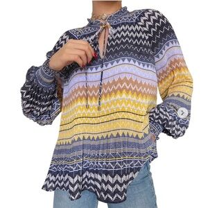 Ted Baker Deliie Geo print balloon sleeve pullover top size 8 women’s